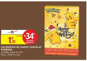 Intermarché Pokémon calendrier de l'avent chocolat offre
