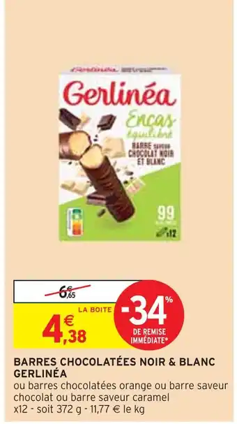 Intermarché Gerlinéa barres chocolatées noir & blanc offre