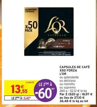 Intermarché L'or capsules de café x50 forza offre