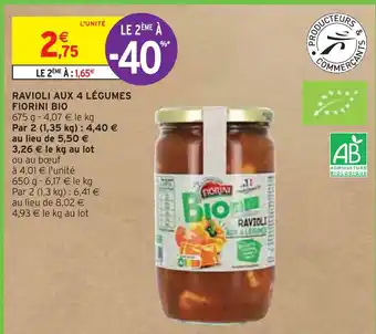 Intermarché Fiorini ravioli aux 4 légumes bio offre
