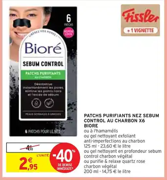 Biore patchs purifiants nez sebum control au charbon x6