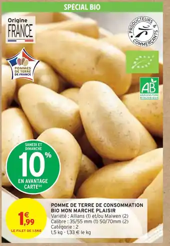 Intermarché Pomme de terre de consommation bio mon marche plaisir offre