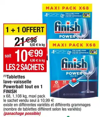 Cora x Carrefour Finish (1)tablettes lave-vaisselle powerball tout en 1 offre