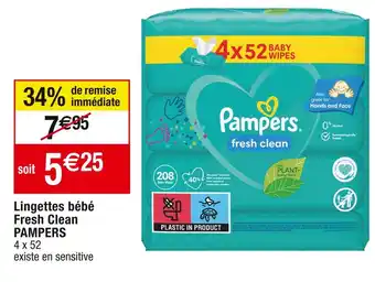 Cora x Carrefour Pampers lingettes bébé fresh clean offre