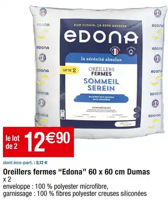 Edona oreillers fermes 60 x 60 cm dumas