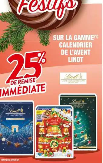 Cora x Carrefour Lindt 25% de remise immediate sur la gamme calendrier de l’avent lindt offre
