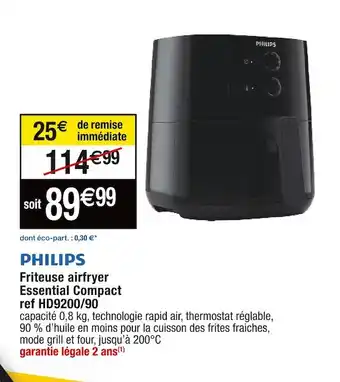 Cora x Carrefour Philips friteuse airfryer essential compact ref hd9200/90 offre