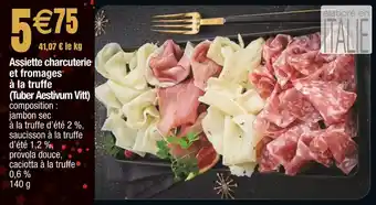 Assiette charcuterie et fromages à la truffe (tuber aestivum vitt)
