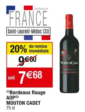 Cora x Carrefour Mouton cadet bordeaux rouge aop offre