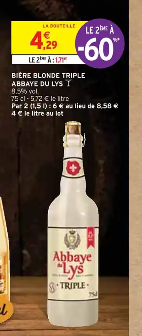 Intermarché Abbaye du lys bière blonde triple offre