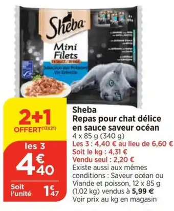 Bi1 Sheba Repas pour chat délice en sauce saveur océan offre