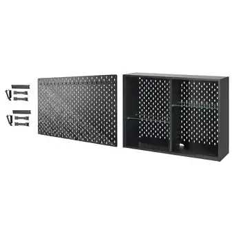 IKEA Uppspel vitrine/panneau/2 lots accessoires, gris foncé/noir offre