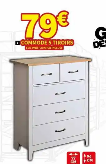 Conforama COMMODE 5 TIROIRS offre