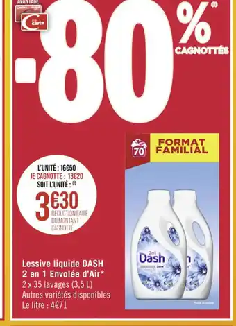 Lessive liquide DASH 2 en 1 Envolée d'Air