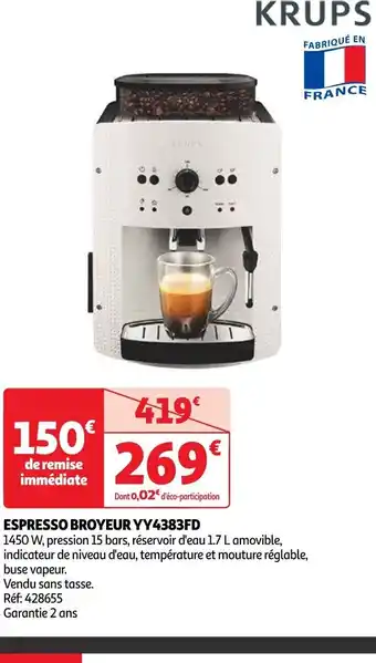 Auchan ESPRESSO BROYEUR YY4383FD offre
