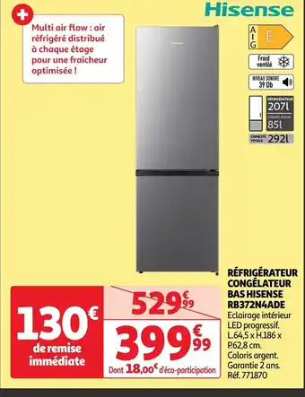 Auchan RÉFRIGÉRATEUR CONGÉLATEUR BAS HISENSE RB372N4ADE offre