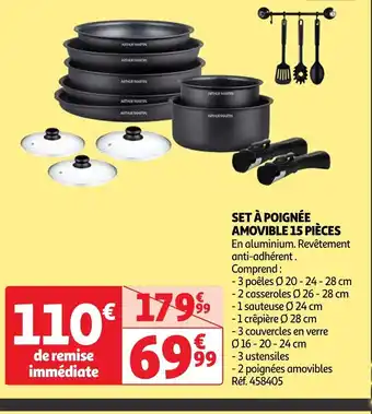 Auchan SET À POIGNÉE AMOVIBLE 15 PIÈCES offre