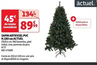 Auchan SAPIN ARTIFICIEL PVC H.180 cm ACTUEL offre