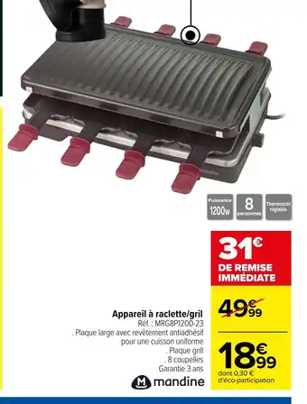 Carrefour Market Appareil à raclette/gril offre