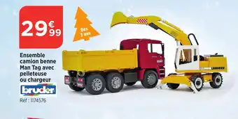 Ensemble camion benne Man Tag avec pelleteuse ou chargeur