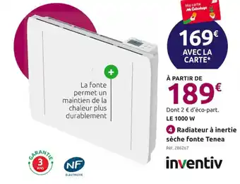 Mr Bricolage Radiateur à inertie sèche fonte Tenea offre