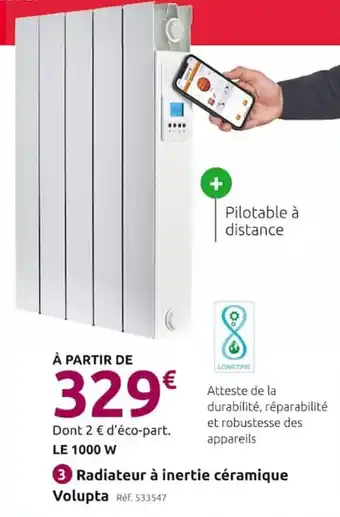 Mr Bricolage Radiateur à inertie céramique Volupta offre