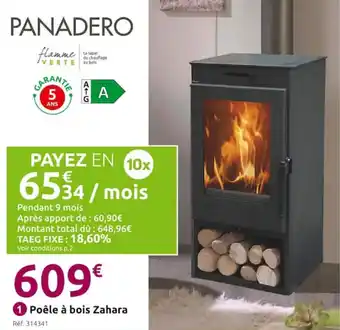 Mr Bricolage Poêle à bois Zahara offre