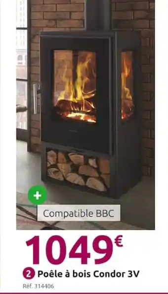Mr Bricolage Poêle à bois Condor 3V offre