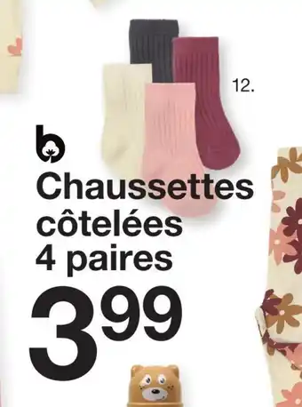 Zeeman Chaussettes côtelées 4 paires offre