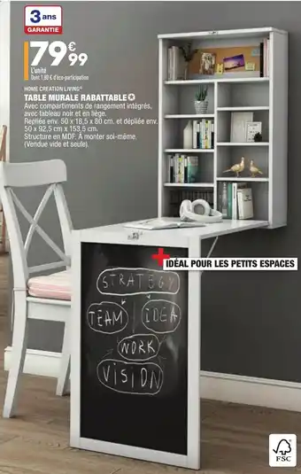 Table murale rabattable