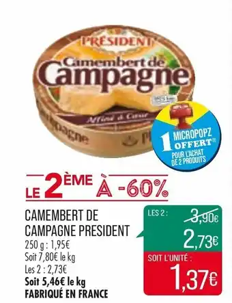 Match Camembert de campagne president offre