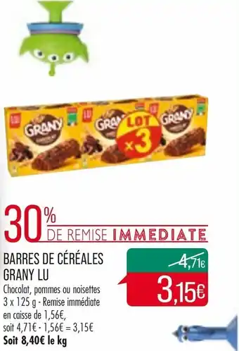 Match Barres de céréales grany lu offre