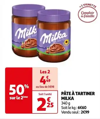 Auchan PÂTE À TARTINER MILKA offre