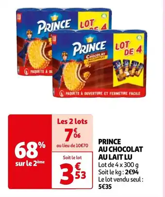 Auchan PRINCE AU CHOCOLAT AU LAIT LU offre