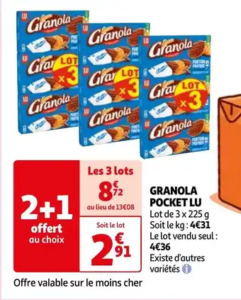 Auchan GRANOLA POCKET LU offre