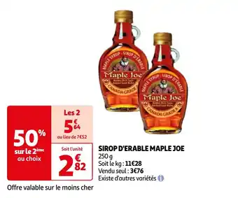 Auchan SIROP D'ERABLE MAPLE JOE offre