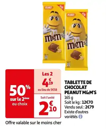 Auchan TABLETTE DE CHOCOLAT PEANUT M&M'S offre