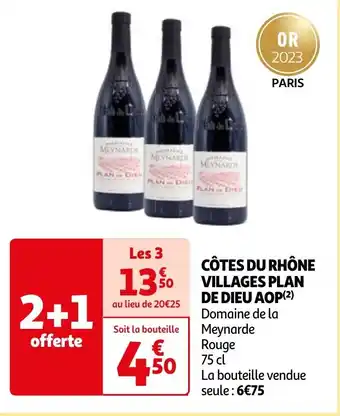 Auchan CÔTES DU RHÔNE VILLAGES PLAN DE DIEU AOP offre