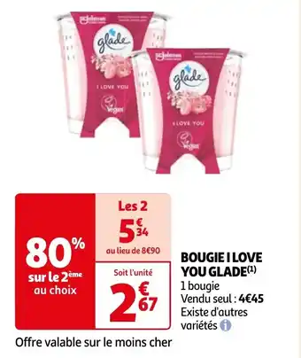 Auchan BOUGIE I LOVE YOU GLADE (¹) offre