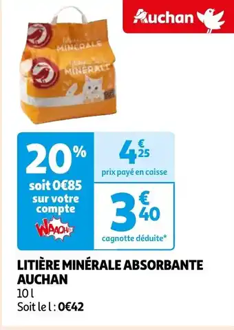 LITIÈRE MINÉRALE ABSORBANTE AUCHAN