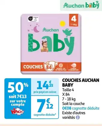 Auchan COUCHES AUCHAN BABY offre