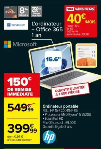 Carrefour Ordinateur portable offre