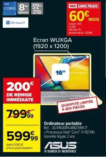 Carrefour Ordinateur portable offre