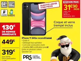 Carrefour iPhone 11 64Go reconditionné offre