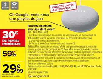 Carrefour Enceinte bluetooth avec Assistant vocal(¹) offre