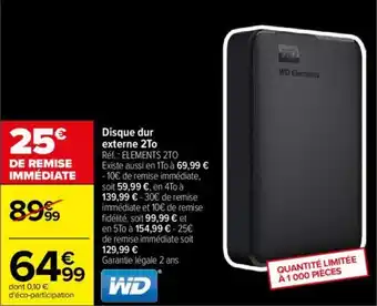 Carrefour Disque dur extreme 2To offre