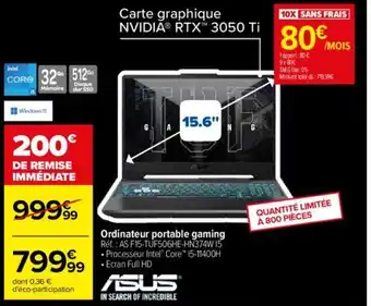 Carrefour Ordinateur portable gaming offre