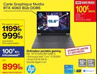 Carrefour Ordinateur portable gaming offre