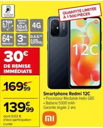Carrefour Smartphone Redmi 12C offre