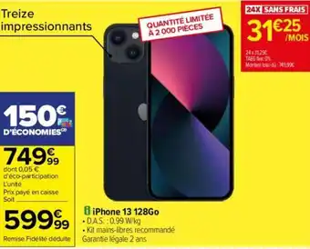 Carrefour iPhone 13 128Go offre